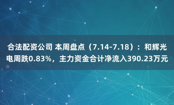 合法配资公司 本周盘点（7.14-7.18）：和辉光电周跌0.83%，主力资金合计净流入390.23万元